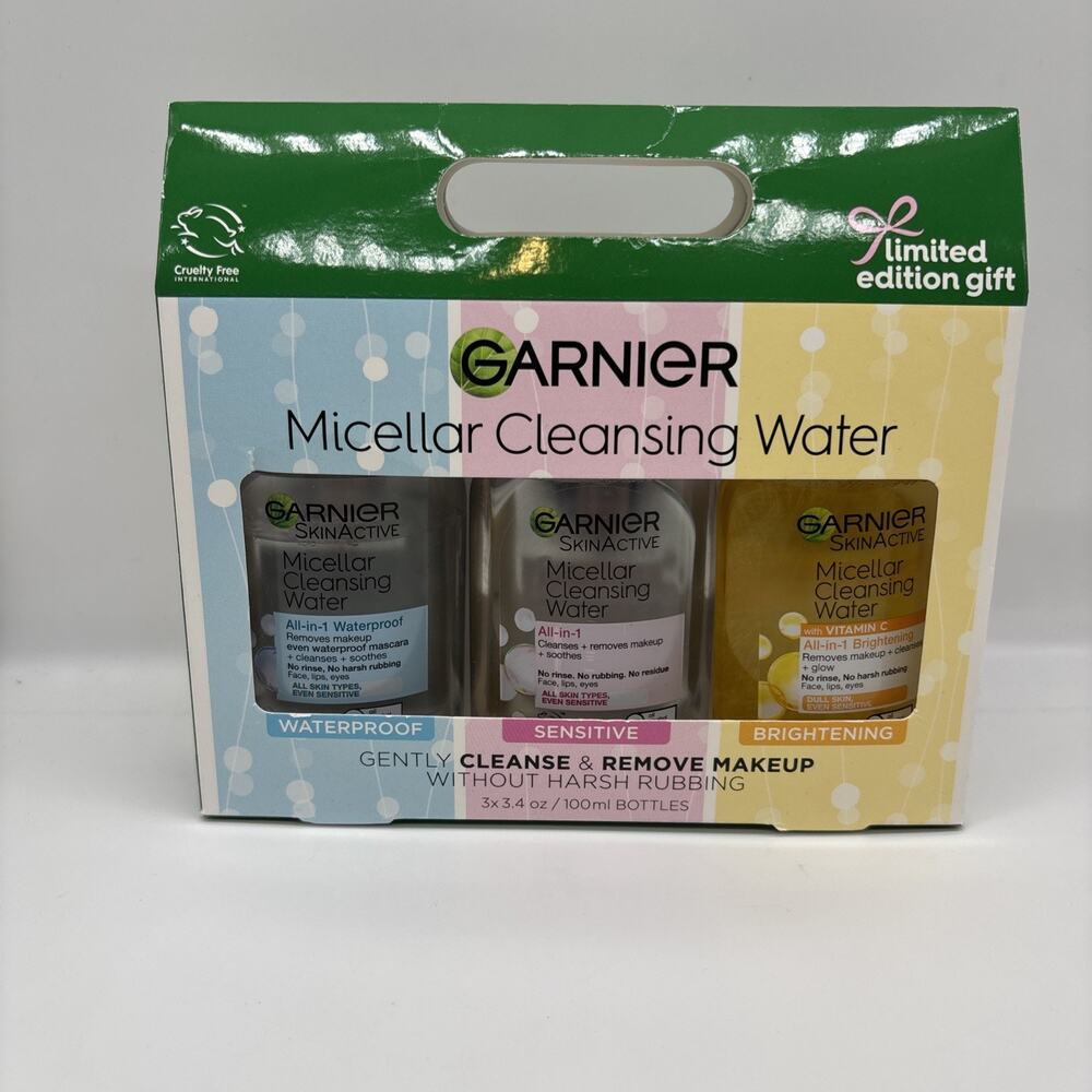 Garnier Micellar Cleansing Water Discovery Pack 3.4 Oz. New In Box Sealed